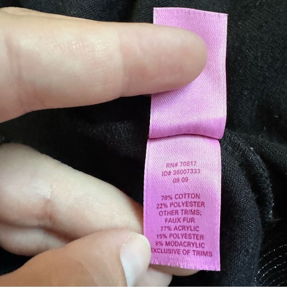 Victoria's Secret PINK | Black and Bling PSU Full Zip Velvet Fur Hoodie | Large - Picture 7 of 9